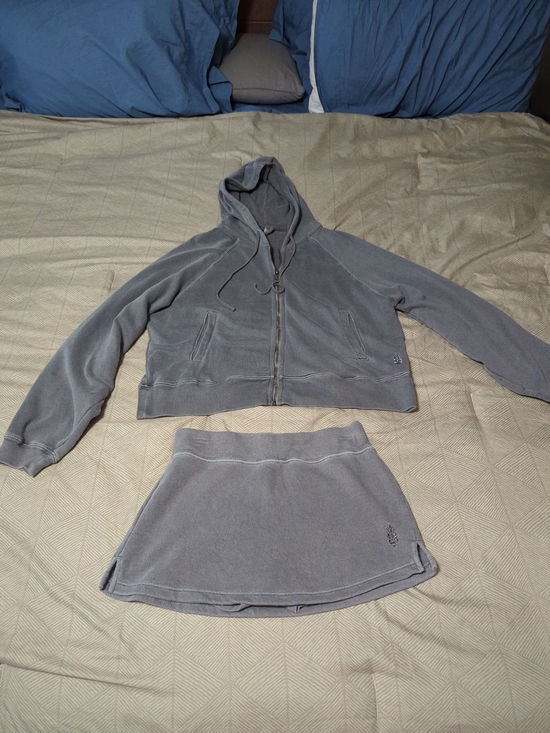 Free People Tops - Set Free People Gray Cropped Zip Hoodie and Skort